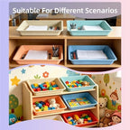 6 Pack Turn in Bins, A4 Letter Size Flat Storage Trays, (Boho, with Lid) - Image 7
