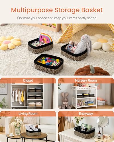 KALLAX Small Woven Storage Basket for Organizing, 12 x 8 x 4.5 inch, 3 Pack - Image 3