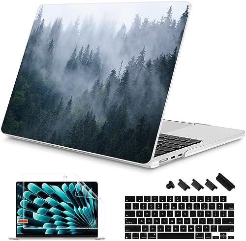 Mektron for 2026/2025/2024/2023 MacBook Air 15 INCH M5 A3448 /M4 A3241 /M3 A3114 /M2 A2941 Case, Printed Plastic Hard Shell Cover with 15.3" Liquid Retina Display Touch ID, Fir Forest by Mektron
