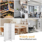 White Pantry Storage Cabinet, 71" Metal Kitchen Pantry Storage - Image 6