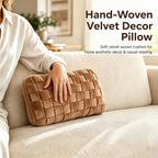 Lumbar Pillow Decorative Throw Pillow, Soft Velvet with Sponge-Filled 3D Woven Strips, Hand-Woven & High-Density Polyester Fiberfill Core, for Couch Bed Accent Chair Home Office(Brown) - Image 5