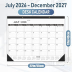 Desk Calendar 2026-2027,July 2026 to December 2027,Desk calendar 2026-2027 Large 22x17, Classroom Calendar 2027 with PVC Cover,Round Holes& NOTES List (Black),18 Months Calender 2027 - Image 2