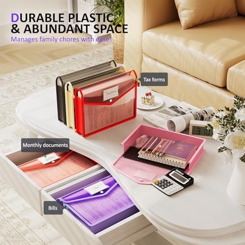 ThinkTex Plastic Expanding File Folder, Transparent Envelopes with Snap - Image 3
