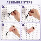 Xuhal 24 Pack Pegboard Spool Hooks for 1/4" Pegboard Organizer for Raft Embroidery Sewing 45 Degree Angled Spool Holder Quilting Craft Organizer Accessories for Thread Tape Paper Rolls(Black) - Image 6