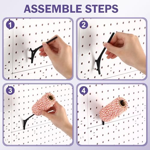 Xuhal 24 Pack Pegboard Spool Hooks for 1/4" Pegboard Organizer for Raft Embroidery Sewing 45 Degree Angled Spool Holder Quilting Craft Organizer Accessories for Thread Tape Paper Rolls(Black) - Image 6