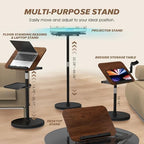 2 in 1 Adjustable Music Stand for Sheet Music, Dual Use Desktop and Floor, Book Stand with Tray & Elastic Page Clips for Music Sheet, Recipe, Tablet, Laptop Height Adjustable 23.5-52 in (Walnut) - Image 2