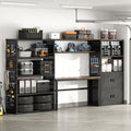 FLEXIMOUNTS 129" L Modular Garage Storage Cabinet with Workbench, Black by FLEXIMOUNTS