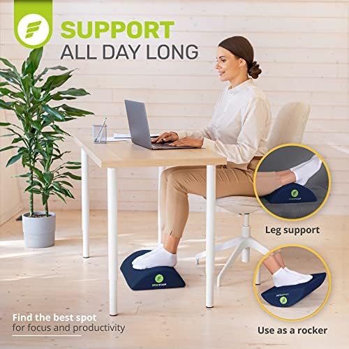 ErgoFoam Ergonomic Foot Rest Under Desk - Premium Velvet Soft Foam for Comfortable Rest; Navy Blue - Image 3