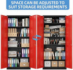 SUXXAN 71-Inch Metal Storage Cabinet with Locking Doors,Black-Red - Image 3