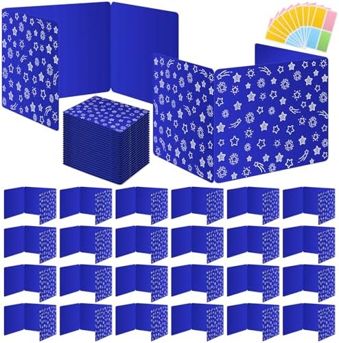 Blue 24-Pack Desk Dividers for Students, Waterproof Plastic Study Carrel Divider, Durable Testing Dividers for Classroom Teacher Supplies, Easy to Clean Privacy Shield Folder Boards for Student Desk by Ubenic