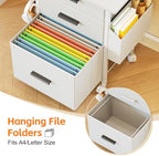 Mexin 3 Drawer File Cabinet with 22'' Extended Desktop, Mobile Filing Cabinet, Printer Stand, Rolling Printer Stand with Side Bag, Fabric Drawer, Fits A4 Size, Home Office, White - Image 5