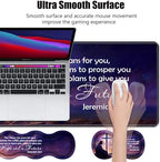 Ergonomic Memory Foam Mouse Pad Wrist Rest Set,Large Gaming Desk Pad + Keyboard Wrist Rest + Mouse Wrist Cushion + Coaster for Home Office Study Gaming,Christian Cross Quote Bible Verse Jeremiah 29:11 - Image 3