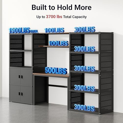 FLEXIMOUNTS 117"L Modular Garage Storage Cabinet with Workbench, Black - Image 6