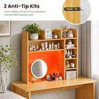 GOFLAME Desk Hutch, 8 Shelves Desktop Bookshelf, 31.5”, Burlywood - Image 7