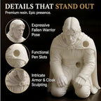 Warrior Pen Holder for Desk, Fallen Hero Pencil Holder, White Resin - Image 4