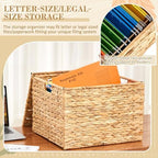 1 Pack Legal Size Hanging File Box, Water Hyacinth Wicker File Organizer - Image 3