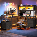 RALGEND L Shaped Gaming Desk with Storage Drawers & Shelves, Power Outlets by RALGEND