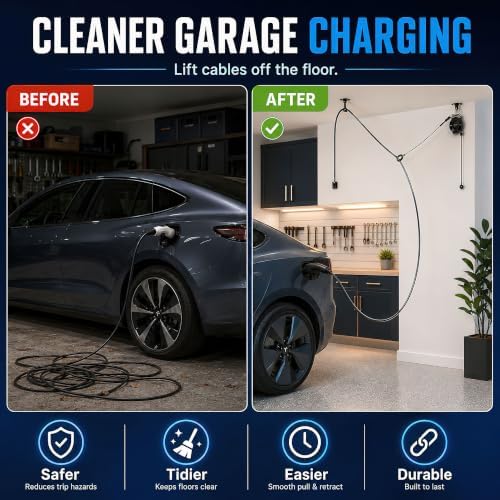 EV Charging Cable Holder, Universal Retractable Cord Reel - Image 5