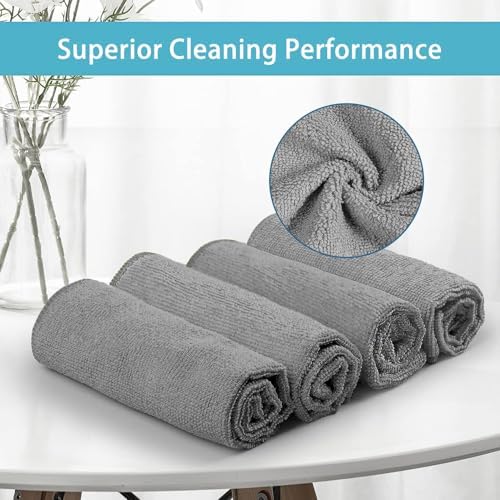 HOMEXCEL Grey Microfiber Cleaning Cloth 400 Pack, Microfiber Towel for Cars, Lint Free, Scratch-Free, Highly Absorbent, and Cleaning Rags for House, Window and Glass, Cars, TV Screen 11.5 X11.5 inch - Image 3