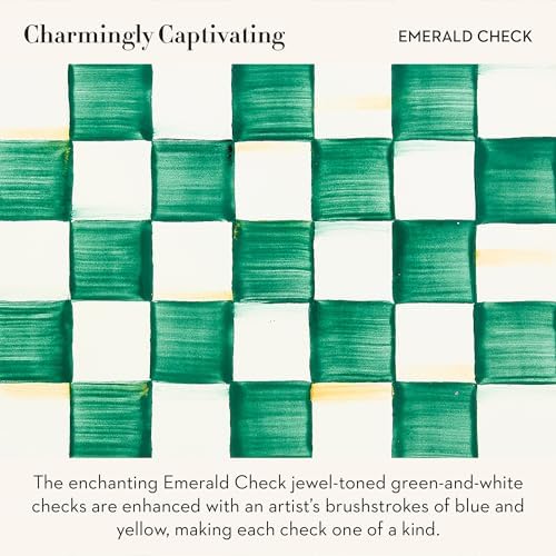 MACKENZIE-CHILDS Enamel Recipe Box, Green-and-White Emerald Check - Image 3