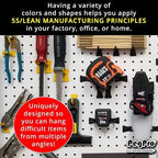 PegPro® J Hooks Kit for Standard “Wood Fiber” pegboard – Durable Plastic Pegboard Hooks - for Garage, Kitchen, Craft Room, and More (J Hook - 24 Pack, Caribbean) - Image 5