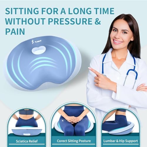 FLORICH Seat Cushion Lumbar Support Pillow for Office Chair, Car Lower Back Support, Ergonomic Desk Chair Pillow for Butt and Back Support of Memory Foam Seat Pad(Blue) - Image 4