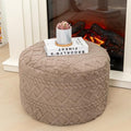 Round Ottoman Foot Stool for Living Room Pouf Footrest,Light Coffee 20x12In by Poofieotto