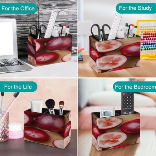 PU Leather Multi-Compartment Pen Holder Desktop Organizer Pencil Cup Storage Caddy for Office Home Supplies Closeup of A Pile of Cranberry Halfs And Full Berries Horizontal Image - Image 4