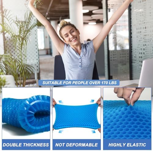 Gel Seat Cushion for Long Sitting - 17.5" x 15.5" x 2.4" (Extra Thick) - Image 4