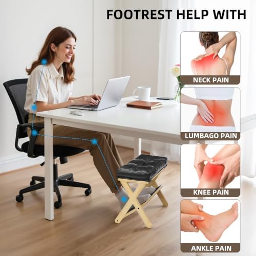 Foot Rest Under Desk at Work, Solid Wood Double Step Footrest - Image 2