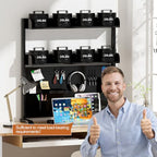 Adjustable Desktop Hutch Bookshelf with Pegboard, 38.9" Wide - Image 4