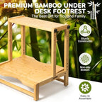 Two-Tier Bamboo Desk Footrest, Adjustable Ergonomic Leg Rest with Cushion - Image 7