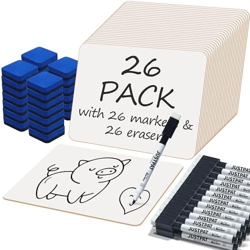 26 Pack Dry Erase Boards, 9"x12" Double Sided Easel Personal Small Whiteboards for Kids, Education Teacher Classroom Bulk, Mini Portable Handheld Drawing Writing White Boards Lapboards for Students by Unknown