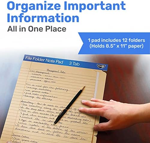 Find It File Folder Notepad - Pack of 12-9.5 x 12.5 Inch Notebook Organizer Folders for Filing, Document, and Clipboard Organization - Manila - Image 2