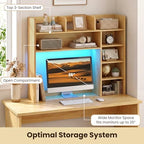 Desktop Bookshelf, Wood Countertop Bookcase with Shelves, Desk Hutch for College Dorm, Multipurpose Desk Organizer Shelf Display Rack for Home Office, Hutch Top Only (Burlywood, 8 Shelf) - Image 3