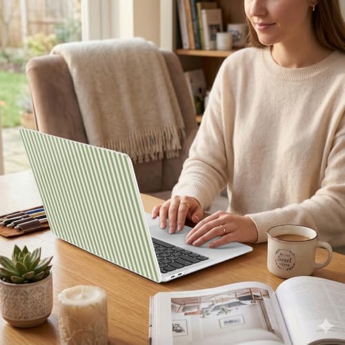 DONGKE Case for MacBook Air 13 Inch (2021-2018 Models A2337 M1/A2179/A1932), Green Stripes Hard Shell Case with Keyboard Protector, Compatible with Retina Display and Touch ID - Image 5