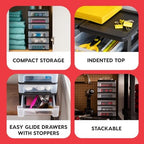 IRIS USA 2-Pack, 3-Drawer Medium Plastic Stacking Desktop Organizer, Black - Image 4