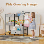 BBLIKE Diaper Caddy Organizer, Baby Storage Cart with Hanging Rack, Gray - Image 5