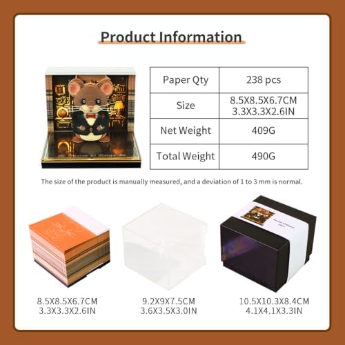 3D Calendar 2027,Time Piece Calendar 2027 With LED Lights,3D Art Calendar Memo Pad,Magical Mouse Desktop Decoration,Tear-Away 3D Paper Art Notepad,Christmas Gift,New Year Gift (Magical Mouse) - Image 3