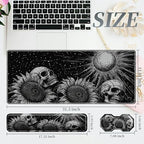3Pcs Mouse Pad Set, Gothic Skull Sunflowers Large Gaming Mouse Pad with Stitched Edge, Ergonomic Memory Foam Keyboard Wrist Support and Mouse Wrist Rest Cushion, Pain Relief Non-Slip Desk Pad Combo - Image 2