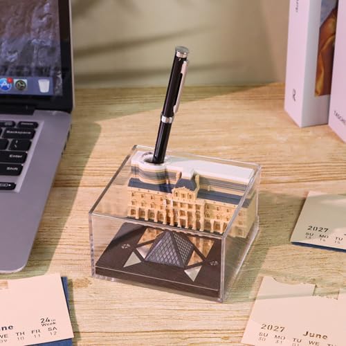 3D Calendar 2027, Tear-Away Desk Calendar, Paper Art Memo Pad, LED Light (palace) - Image 4