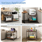 Under Desk Printer Stand with Power Outlet, Adjustable Shelf,Rustic Brown - Image 5