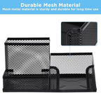 Lemecima 8 Pcs Pen Holder for Desk Mesh Metal Pencil Holders Pen Cup Marker Desk Caddy with Sticky Notes Organizer for Office Supplies Workspace Home, Black - Image 5