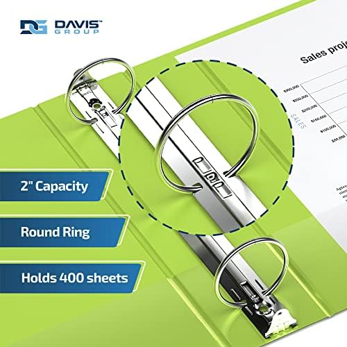 Premium Economy 3-Ring Binder, Spine Label, 2" Round Rings, Lime Green, 6Pk - Image 2