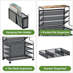Ekisemio 8 Tier Desk File Organizer with Sliding Drawer, Desktop Organizers and Accessories, Letter Size File Organizer for Desk, Black - Image 5