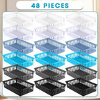 Boao 48 Pieces Plastic Baskets for Organizing 10.24 x 6.5 x 2.36 Inch Rectangular Storage Trays Plastic Organizer Bins Rectangle for Classroom Organization(Mixed Colors) - Image 2