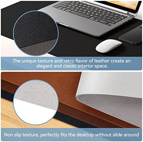 Desk Mat Wireless Charging Mouse Pad Large 32x16 Journey Desk Pad Mat with Wireless Charger Waterproof Black Leather Computer Mat with Phone Charger Mousepad Non-Slip for Keyboard and Mouse - Image 2