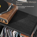 Sonyabecca 3-Tier Record Player Stand with Adjustable Vinyl Storage, Black - Image 4