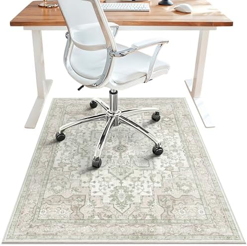 48"x72" Office Chair Mat for Hardwood Floor, Non-Slip Washable Mint by BESBLEE