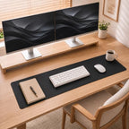 Leather Desk Mat 71" x 15.7", Black Large Desk Pad Protector by cebowa